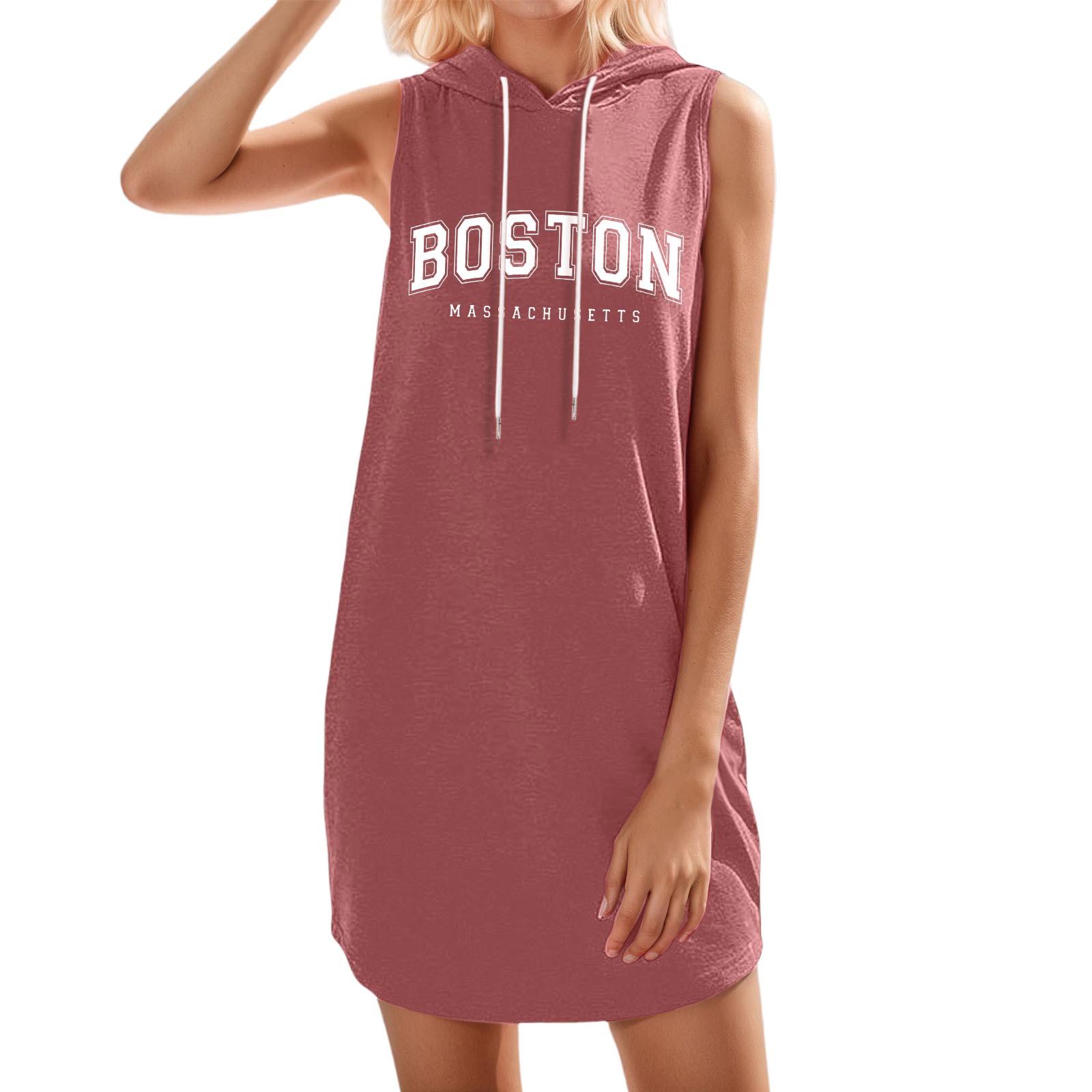 thumbnail image 1 of Vestido informal con estampado de letras para mujer: poliéster suave, versátil para ocasiones en casa y al aire libre, 1 of 4